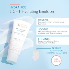 Eau Thermale Avène Hydrance LIGHT Hydrating Emulsion, Daily Face Moisturizer Cream, Non-Comedogenic, 1.3 Fl Oz (Pack of 1)