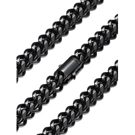 Black Stainless Steel Cuban Link Chain for Men 12mm 18Inch