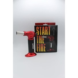 Generic FRIO Red Butane Torch with Fuel Gauge One-hand Operation Kitchen Torch Lighter with Adjustable Flame for BBQ, Baking, Brulee Creme, Crafts and Soldering, FR010