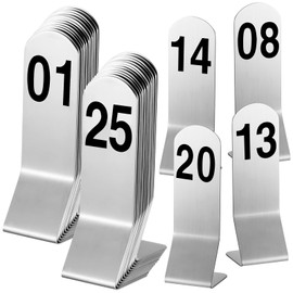 Honeydak 1-25 Table Order Numbers Double Side Stainless Steel Reception Number Stands Signs for Restaurant Wedding Seating Cafes Party Banquet