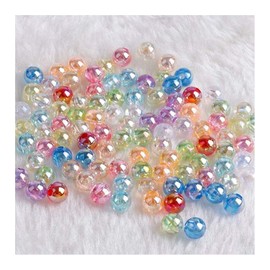 Acxico 200 pcs Mixed Color Translucent AB Rainbow Pearl Round Beads 6mmDIY Loose Beads Jewelry