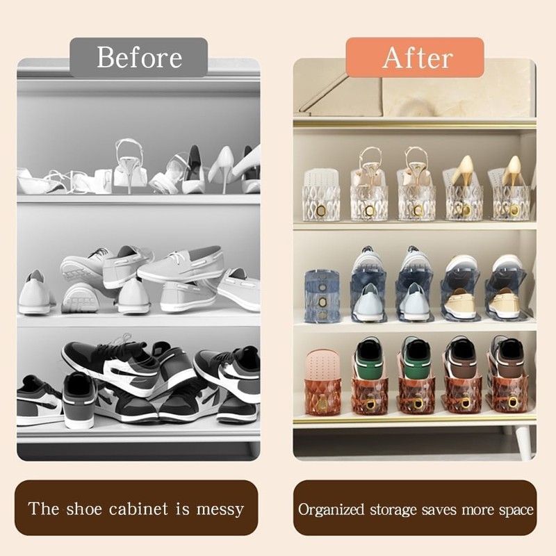 Shoe Slots Organizer, 10 Pack - Adjustable Shoe Stacker for