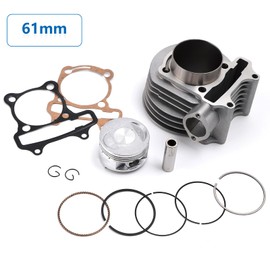 Mokuo GY6 61mm/2.40" Cylinder Top End Rebuild Kit with Piston Ring Gasket in Aluminum Alloy Material,Fit for Chinese GY6 4-stroke 170cc 152QMI 157QMJ Engine,61MM