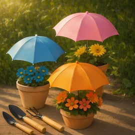 Uilatyu Plant Umbrellas For Outdoor Plants – Adjustable Garden Umbrella For Potted Plants – UV Protection Plant Shades For Outdoor Plants – Easy Installation Sun Shade (with Small Tools)(3pack)