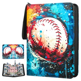 TCGUARD Baseball Card Sleeves Binder 900 Pockets for Trading Card, 9 Pocket Sports Card Binder Baseball Card Holder Compatible with Topps Baseball Card, Football Card, Baseball Card, Sport Card