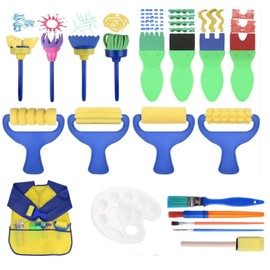 Lovgrin19 PCS Divertido Juego De Brochas de Pintura Pincele de Esponja para Niños, Dibujo Artesanal DIY Regalos para Niños