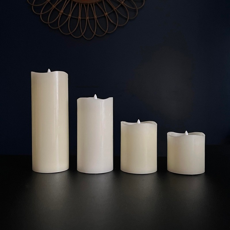 Stonebriar 3 Count Ivory Real Wax 3x3 Flameless LED Pillar