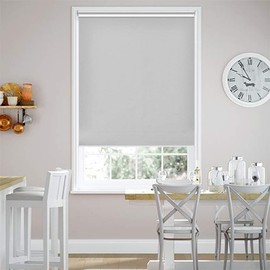 ALLBRIGHT Thermal Insulated Fabric 100% Blackout UV Protection Striped Jacquard Roller Shades for Windows,Easy to Install (LightGray, 30'')