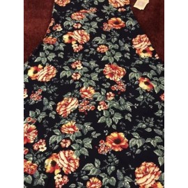 LuLaRoe MAXI Skirt Dress Blue Large Blush Roses 🦄 Unicorn Small 6/8 Red/white