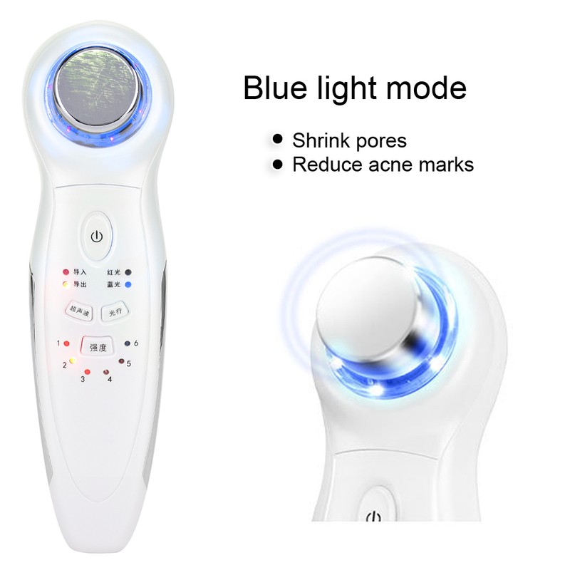 Ultrasonic Handheld Red Blue Light Vibration Anti Aging Facial Soothing