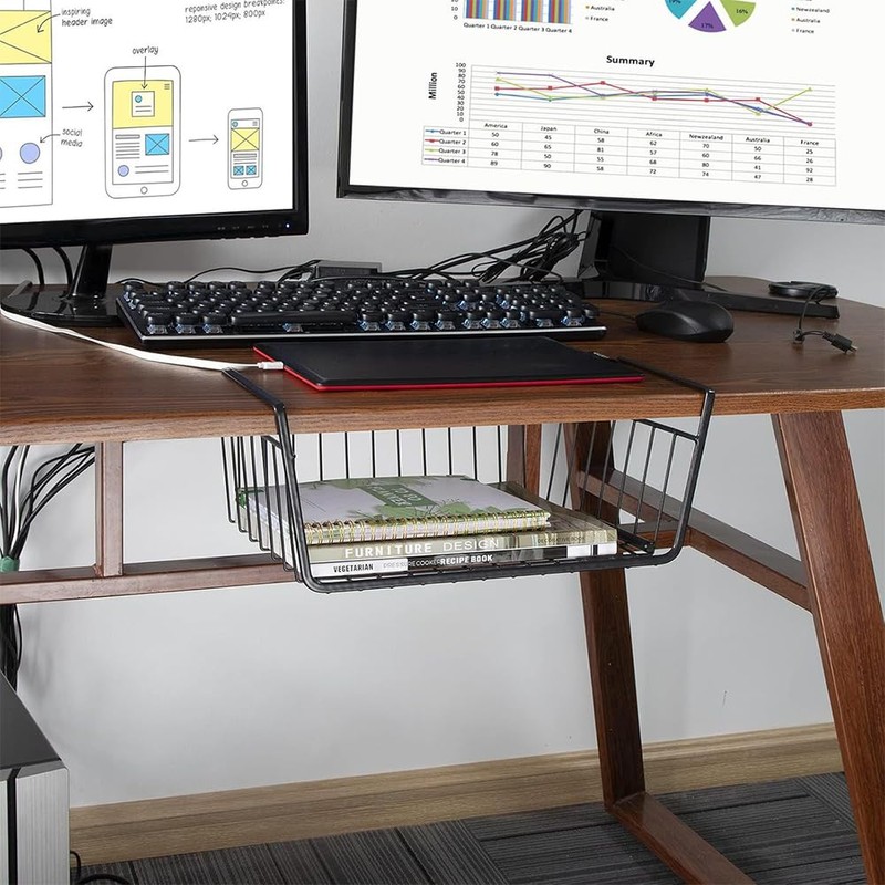 Roysmart Storage Basket, Pack of 2 Hanging Baskets, Metal Storage