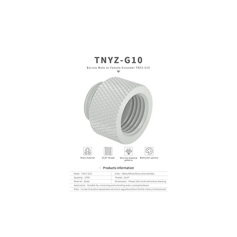 Barrow G1/4" Male to Female Extender Assembly 10mm White