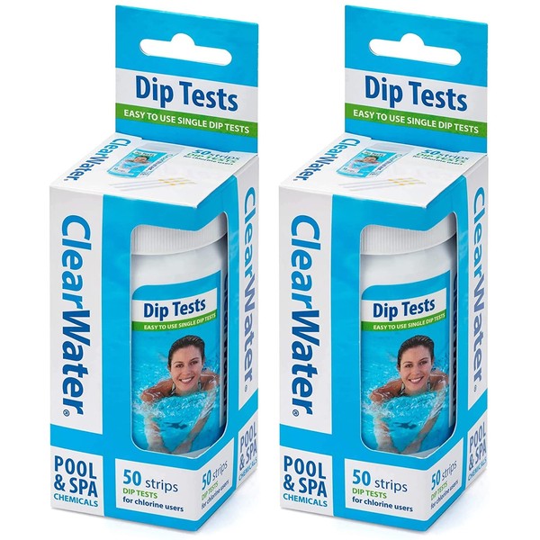 Clearwater Hot Tub, Pool and Spa Test Strips x 50-3 in 1 - Measures Chlorine, PH and Total Alkalinit (Pack of 2 (100 Strips))