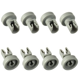 BOJACK Dishwasher Wheels Universal for Most Standard Dishwasher Upper Basket Wheel Spare Parts Compatible with AEG, Favorit, Privileg, Zanussi, Juno (Pack of 8)