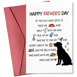 Pawzity Fathers Day Card for Dad from Dog - Funny Dog Dad Fathers Day Cards for Men - Cute Dogs Dads Cards for Men from Daughter, Son - Single 5.3''x 8'' Greeting Card for Puppy Pet Dads with Envelope
