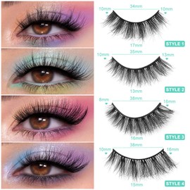 MAANGE Pestañas Postizas Mixtas 20 Pares Naturales 3D Faux Mink Fluffy Suaves y Ligero Pestañas Falsas Hechas a Mano y Reusables y Impermeables(Verde)