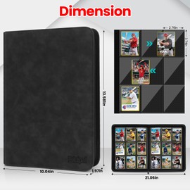 Poképal Trading Card Binder, 9 Pocket Card Collection Binder for 540 Cards, Premium Card Book Double Sided Pocket, Collector Album Card Holder Folder for TCG PM MTG OPCG YGO Sports Cards (Black)