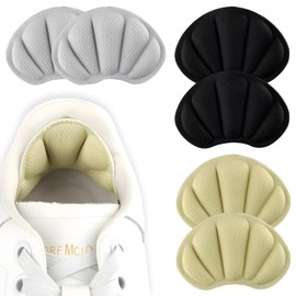 3 Pairs of Heel Pads, Shoe Insoles, Invisible Heel Pads, Heel Protection, Heel Cushion, Gel Non-Slip Insoles, Shoe Insoles for Too Large Shoes (Apricot Black Grey)