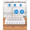 SooPii Premium 6-Port USB Charging Station Organizer for Multiple Devices,