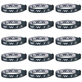 Pmormyy 15PCS WWJD Bracelet Pack for Women Men, Christian Jesus Bracelet Gifts, Adjustable What Would Jesus Do Wristbands Dark Green