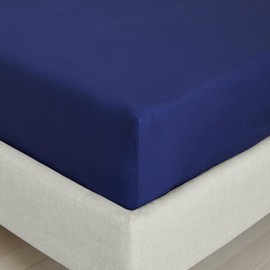 Bianca Fine Linens Bedroom 200 Thread Count Cotton Percale Double Fitted Sheet 32cm Depth Navy