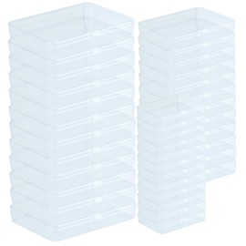 IBEQUEM 36 Pcs Mini Storage Containers, Mixed Sizes Small Rectangular Clear Plastic Storage Containers Box with Hinged Lid for Beads, Organizie Tiny Items, Other Craft Projects