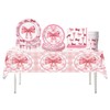 Pink Bow Party Tableware,Disposable Tableware Set,Pink Bow Theme Disposable Paper