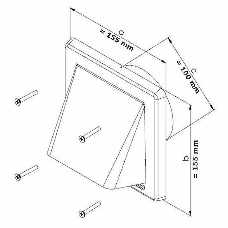 Ventilation Grille Ventilation Flap Flange Diameter 100 mm and Self-Closing