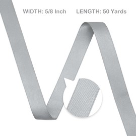 LoomJoyz Double Sided 15mm Silver Satin Ribbon 45 Meters Satin Ribbon Ideal for Gift Wrapping Flower Bouquet Crafts Weddings Floral Arrangements & Bows