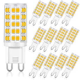 OHLGT G9 LED Bulbs Dimmable 6W (60W Halogen Bulb Equivalent), Warm White 3000K, 110V-130V, 500LM Bi Pin for Home Lighting, 12Packs