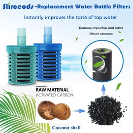 Slirceods Universal Activated Carbon Water Bottle Filter Replacement-Portable Bottle Filter Suits Any Sports Water Mugs for Camping, Hiking and Trave(Randomly ship one in blue or green)1PCS