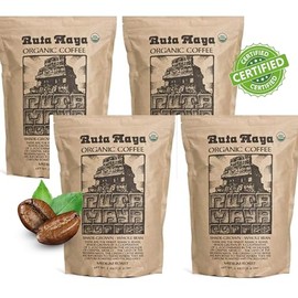 Ruta Maya Organic Medium Roast Whole Bean Coffee 4 Count - 2.2 Lbs. Each - Ethically Grown Arabica Beans- Certified Organic - Custom Roasted and Packed Daily for Freshness