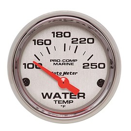 AutoMeter Auto Meter 200762-35 Ultra-Lite Gauge, Water Temp, 2 1/16", 100-250ºf, Electric, Marine Chrome