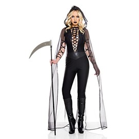 3 PC. Ladies Haunting Ghost Jumpsuit Costume Set - X-Small - Black