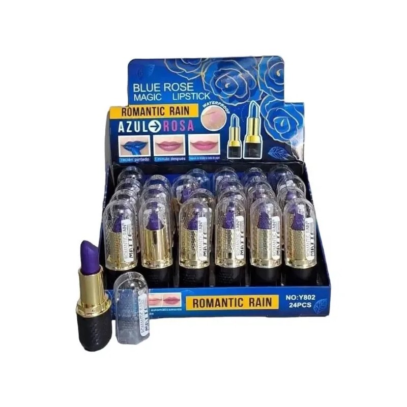 3 Labial Magico Azul Cambia D Color Waterproof Romantic Rain