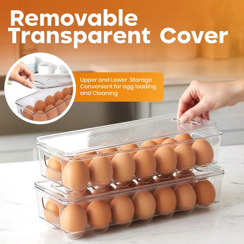 Utopia Home Egg Container With Lid and Handle for Refrigerator