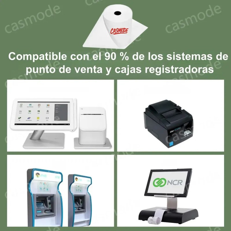 Caja 50 Rollos Papel Térmico Casmode 80x80 Mm Blanco |