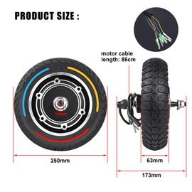 Felixstory 48V 500W Hub Moter with Solid Off-road Tire, Fit for KUGOO M4 /M4 Pro Electric Scooter, 10 Inch 10x2.5-6.1 Tubeless Tire, Wear-resistant Puncture-proof