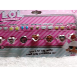 HER Accessories L.O.L. Surprise! Days Of The Week Ring and Earrings Set NEW