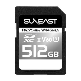 SUNEAST SDXC Card UHS-II V60 U3 4K UHD ULTIMATE PRO Professional Memory Card (V60 silver, 512GB)
