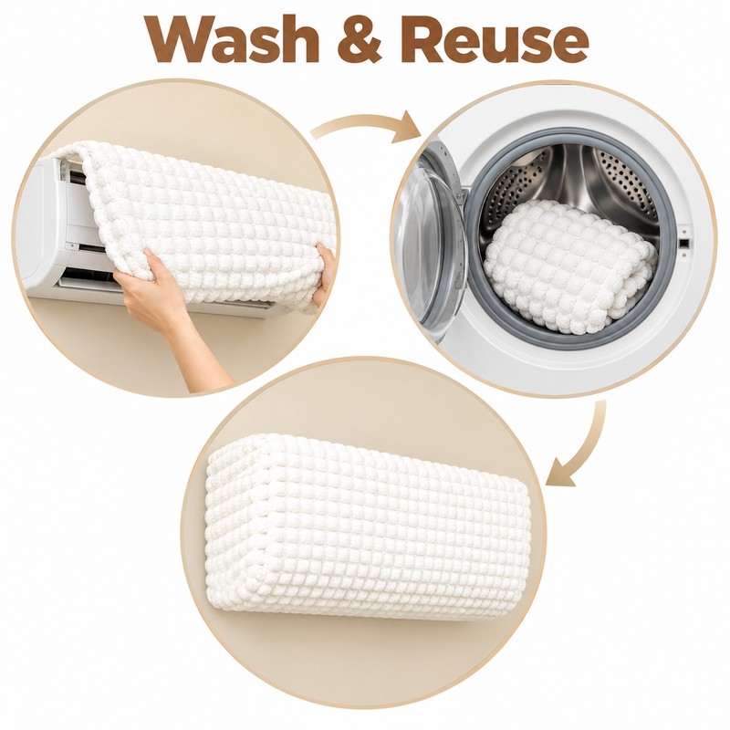 Air Conditioner Cover for Wall-Mounted AC – Washable Plush Dust