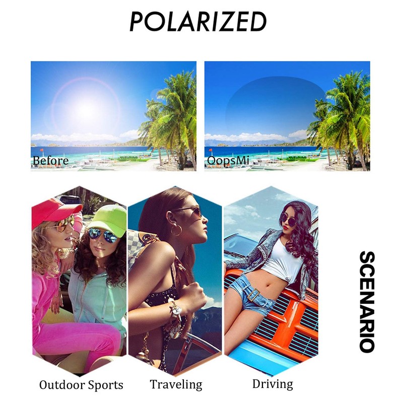 OopsMi - anteojos de sol polarizadas con clip, unisex, antideslumbrante,