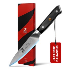 Zennish Paring Knife, 3.5 Inch Small Kitchen Knife, Japanese AUS-10 Steel Core & 67 Layers of Damascus Cladding, Full Tang G10 Handle with Premium Gift Box