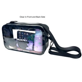 DRLOKPAK Stadium-Approved Clear Crossbody Bag Handbag–Reusable PVC Purse Pack for Events Concerts Festivals & Games, Black, 10.5" Lx 6.2" H x 3"