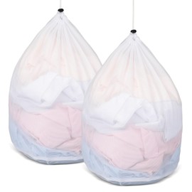 AiQInu Pack of 2 Washing Machine Net 40 x 30 cm Washing Machine Mesh Laundry Bag with Drawstring, Washing Machine Shoe Bag