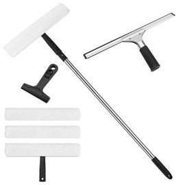 Willinglong Window Squeegee Cleaner with Long Handle(47in), 2 in 1 Shower Squeegee with Extension Pole Sponge Car for Indoor/Outdoor High Windows Shower Glass