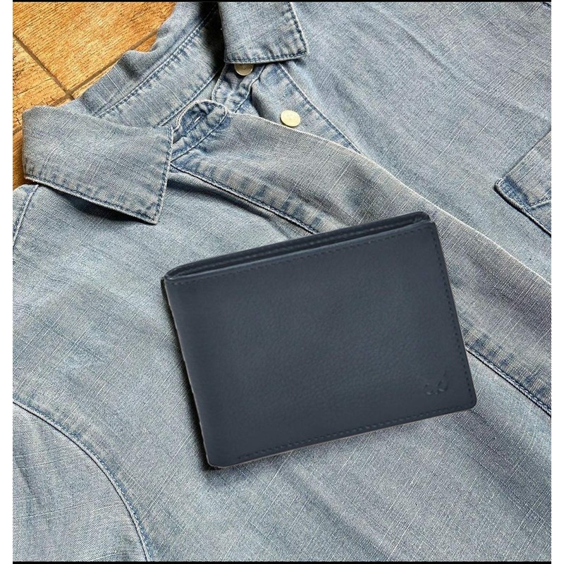 Real Leather Mens Bifold Wallet RFID Blocking Slim Minimalist Front