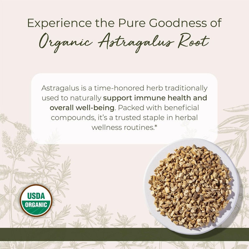 Starwest Botanicals Organic Astragalus Root - Dried Herb for Tea,