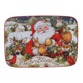 Certified International Magic of Christmas Santa Rectangular Platter, Multicolored Large