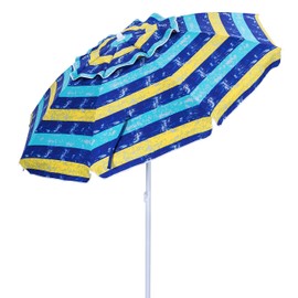 AMMSUN 6.5 Ft Outdoor Patio Beach Umbrella Sun Shelter with Tilt and Carry Bag UPF 50+for Garden Beach Outdoor Multicolor Yellow Blue